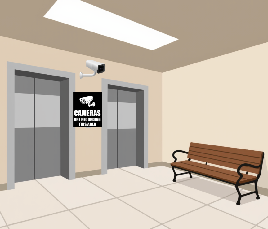 CAMERAS ARE RECORDING THIS AREA sign