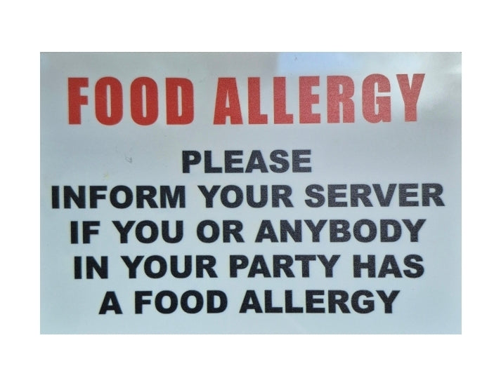 FOOD ALLERGY INFORM YOUR SERVER sign